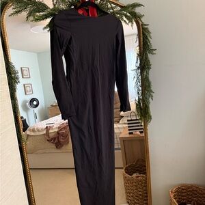 SKIMS Black Maxi Dress with Long Sleeves
